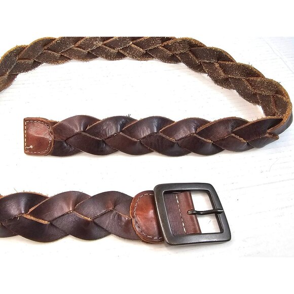 Lucky Brand Braided Leather Belt With Metal Buckle Dark Brown 32/34 - Picture 5 of 8